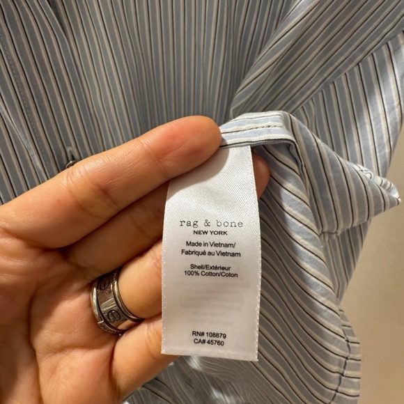 Rag & Bone Blue Stripped Cropped Shirt - Picture 3 of 4